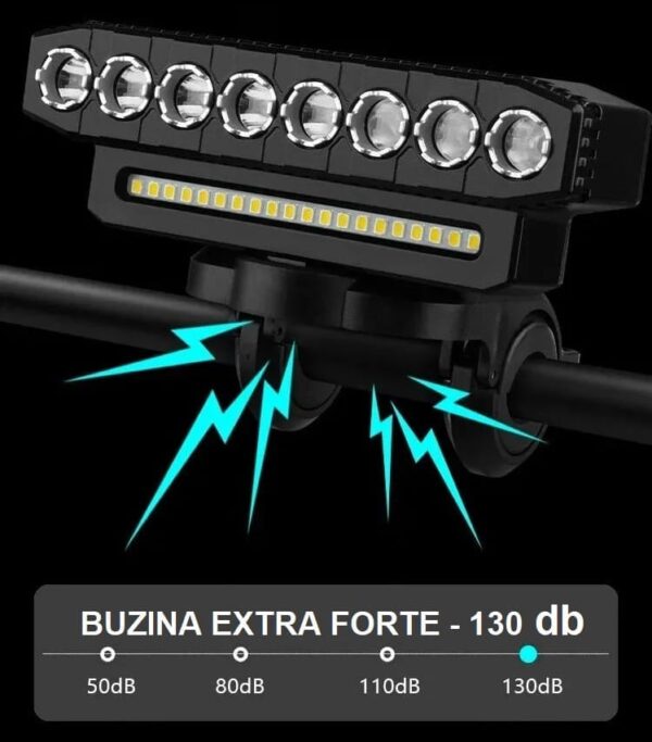 Kit Super Farol e Buzina Power RideAlert 2X1 Recarregável - Imagem 6