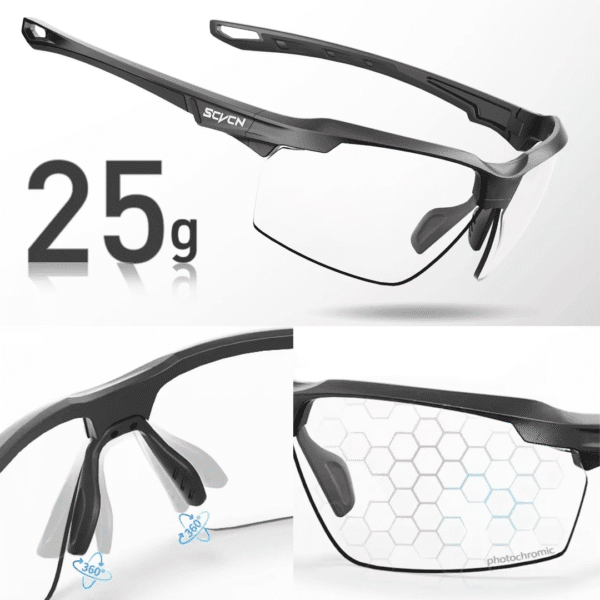 Óculos de Ciclismo SCY-XT Fotocromático Com Protação UV400 - Imagem 9